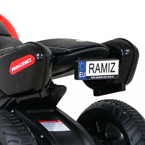 Rychlé turistické dětské dobíjecí motocykl červené + audio + světla + eko kůže