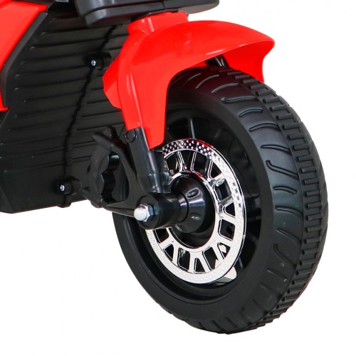 Rychlé turistické dětské dobíjecí motocykl červené + audio + světla + eko kůže