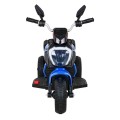 Rychlé turistické dětské dobíjecí motocyklové modré + audio + světla + eko kůže