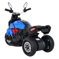 Rychlé turistické dětské dobíjecí motocyklové modré + audio + světla + eko kůže