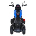 Rychlé turistické dětské dobíjecí motocyklové modré + audio + světla + eko kůže