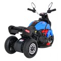 Rychlé turistické dětské dobíjecí motocyklové modré + audio + světla + eko kůže