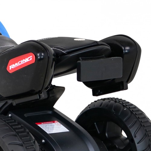 Rychlé turistické dětské dobíjecí motocyklové modré + audio + světla + eko kůže