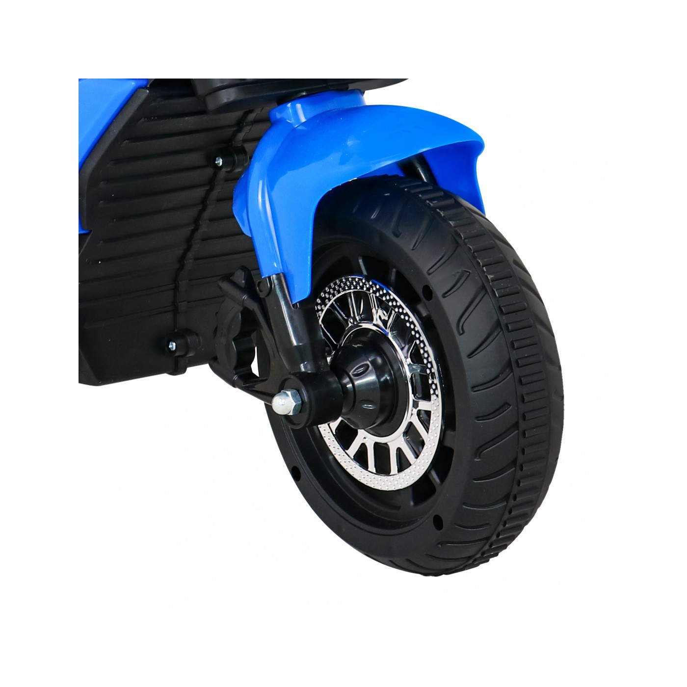Rychlé turistické dětské dobíjecí motocyklové modré + audio + světla + eko kůže
