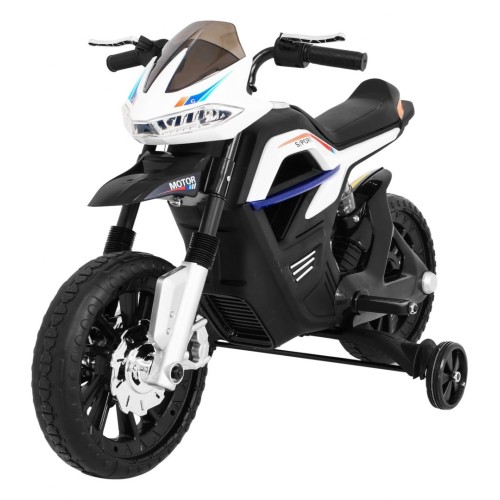 Motor Night Rider na baterii pro děti Bílá + Pomocná kola + MP3 USB + Plyn v škrticí klapce