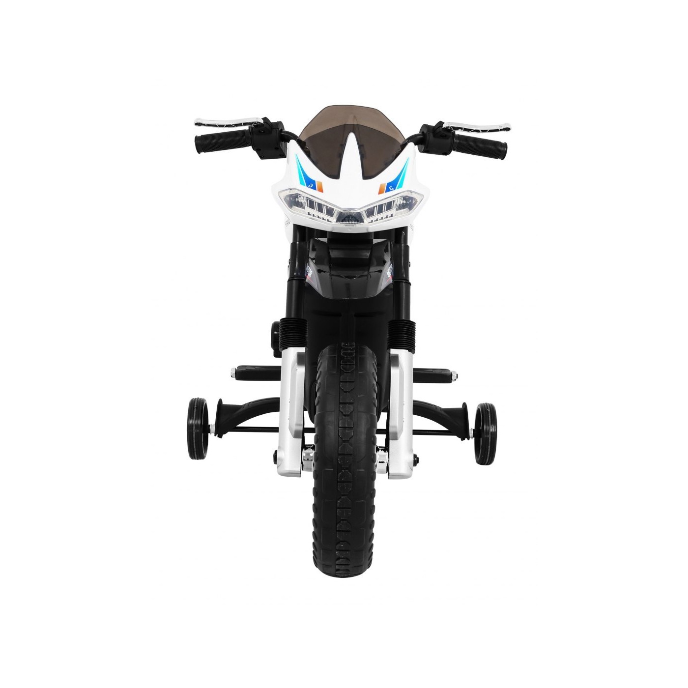 Motor Night Rider na baterii pro děti Bílá + Pomocná kola + MP3 USB + Plyn v škrticí klapce
