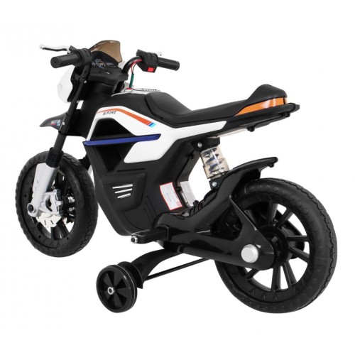 Motor Night Rider na baterii pro děti Bílá + Pomocná kola + MP3 USB + Plyn v škrticí klapce