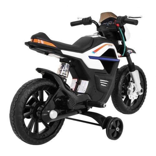 Motor Night Rider na baterii pro děti Bílá + Pomocná kola + MP3 USB + Plyn v škrticí klapce