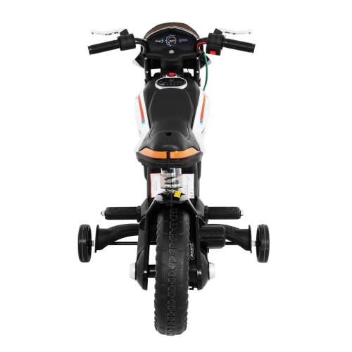 Motor Night Rider na baterii pro děti Bílá + Pomocná kola + MP3 USB + Plyn v škrticí klapce
