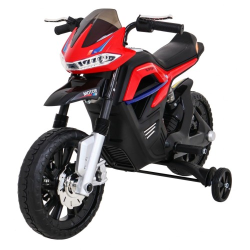 Motor Night Rider pro děti baterie červená + pomocná kola + MP3 USB + řadicí plyn