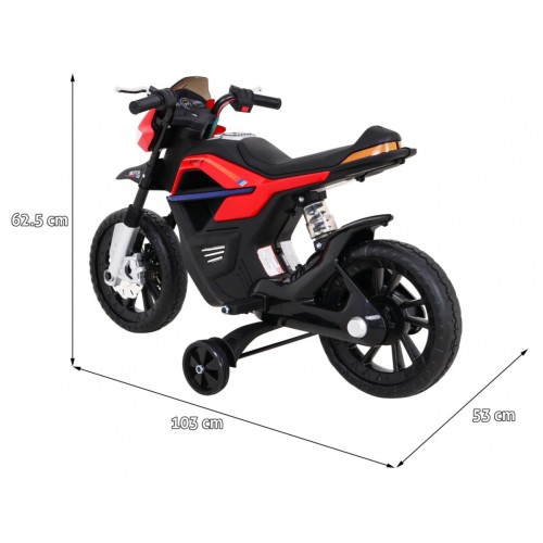 Motor Night Rider pro děti baterie červená + pomocná kola + MP3 USB + řadicí plyn