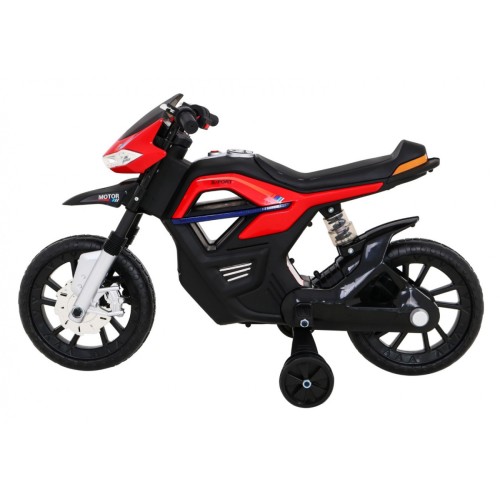 Motor Night Rider pro děti baterie červená + pomocná kola + MP3 USB + řadicí plyn