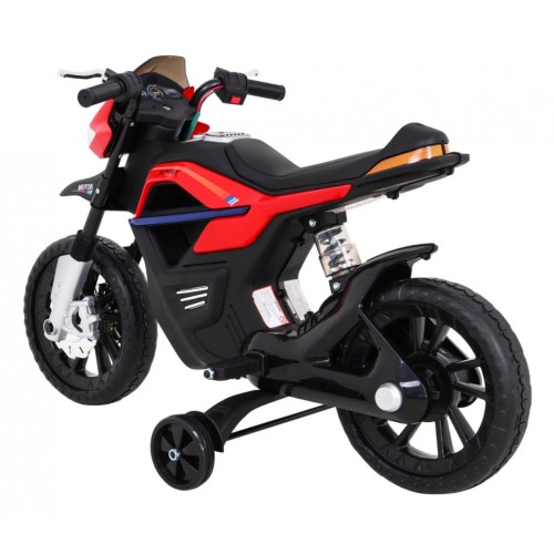 Motor Night Rider pro děti baterie červená + pomocná kola + MP3 USB + řadicí plyn