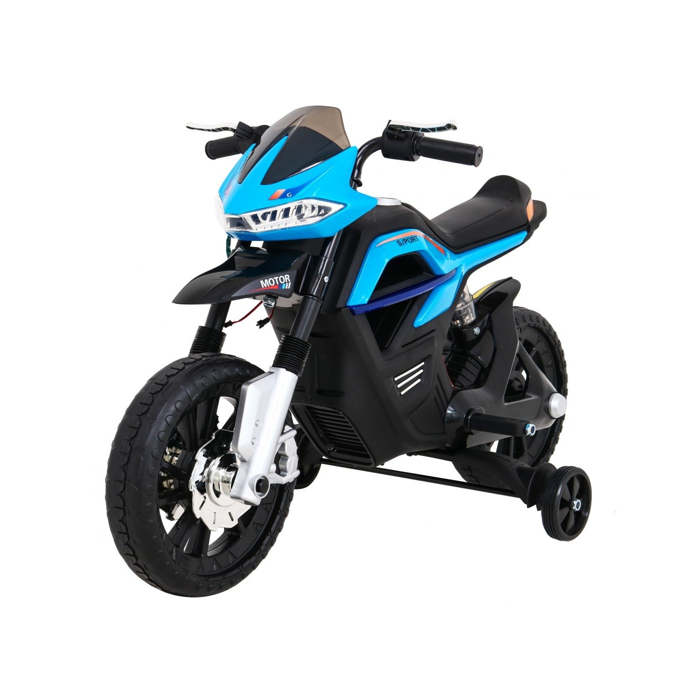 Motor Night Rider pro děti baterie modrá + pomocná kola + MP3 USB + řadicí plyn