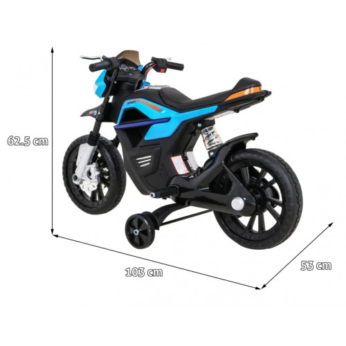 Motor Night Rider pro děti baterie modrá + pomocná kola + MP3 USB + řadicí plyn