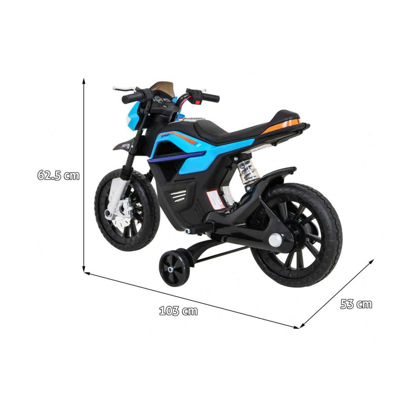 Motor Night Rider pro děti baterie modrá + pomocná kola + MP3 USB + řadicí plyn