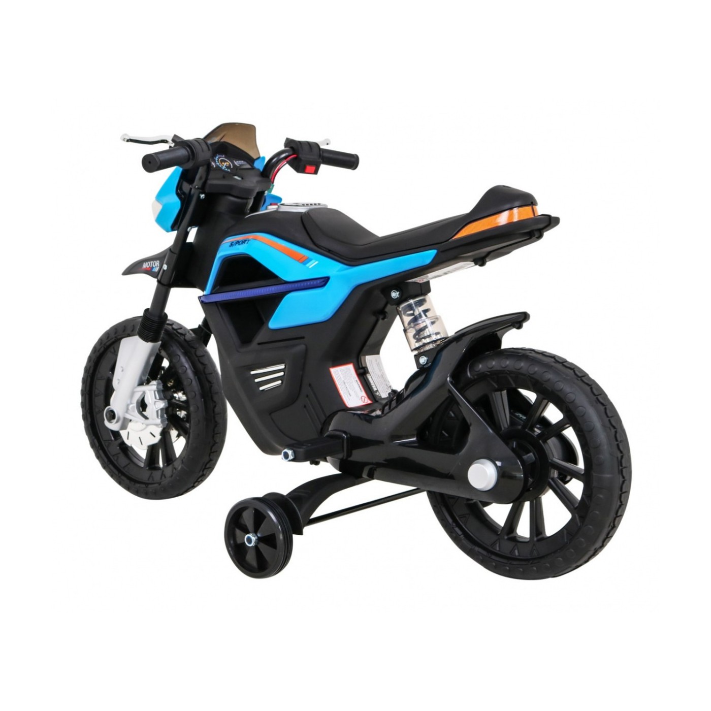 Motor Night Rider pro děti baterie modrá + pomocná kola + MP3 USB + řadicí plyn