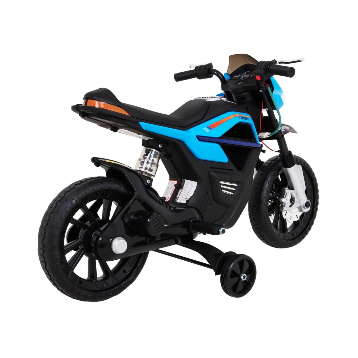 Motor Night Rider pro děti baterie modrá + pomocná kola + MP3 USB + řadicí plyn