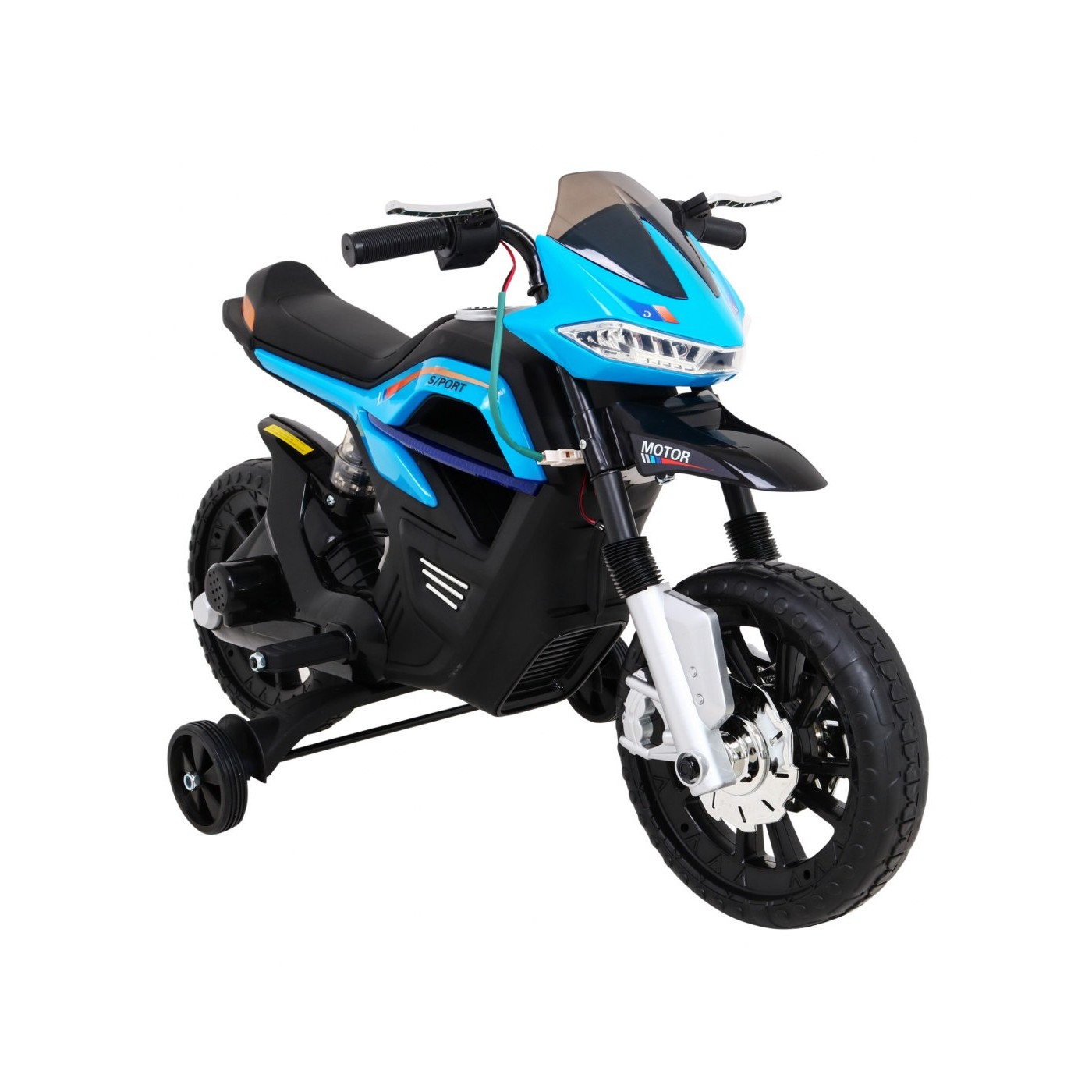 Motor Night Rider pro děti baterie modrá + pomocná kola + MP3 USB + řadicí plyn
