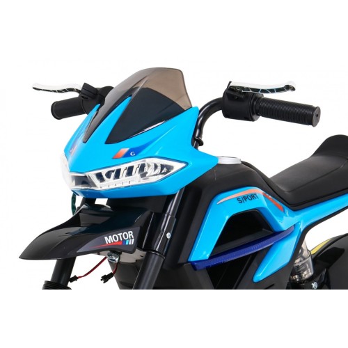 Motor Night Rider pro děti baterie modrá + pomocná kola + MP3 USB + řadicí plyn