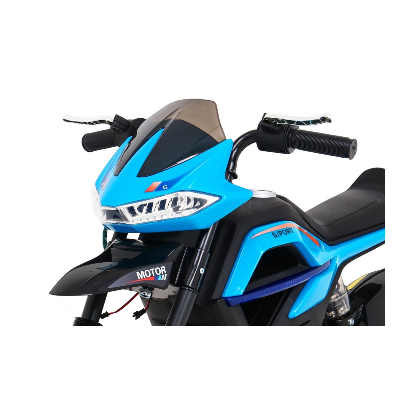 Motor Night Rider pro děti baterie modrá + pomocná kola + MP3 USB + řadicí plyn