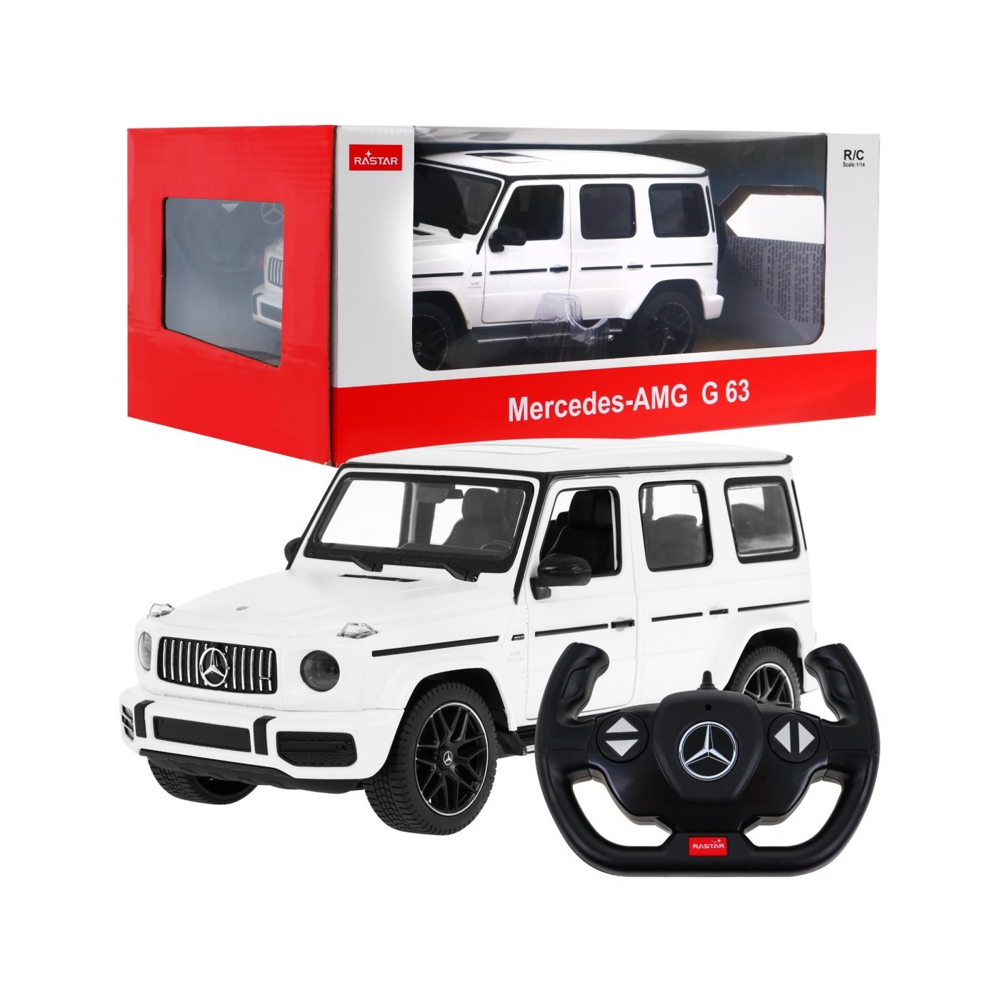 Mercedes-AMG G63 bílý RASTAR model 1:14 Dálkové ovládání auta + 2,4 GHz dálkové ovládání