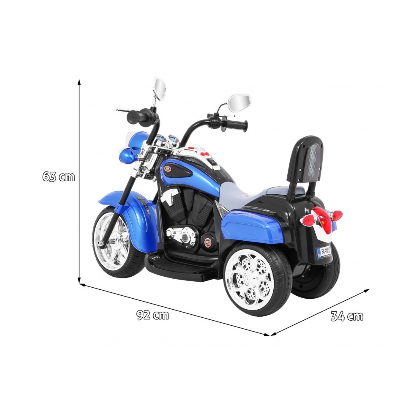 Modrý motocykl Chopper NightBike