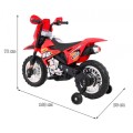 Dětské křížové motocyklové akumulátorové vozidlo červená pomocná kola LED zvonky