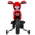 Dětské křížové motocyklové akumulátorové vozidlo červená pomocná kola LED zvonky