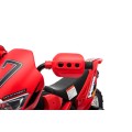 Dětské křížové motocyklové akumulátorové vozidlo červená pomocná kola LED zvonky