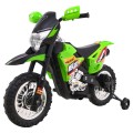 Dětské krosové motocyklové akumulátorové vozidlo Zelená pomocná kola LED zvuky