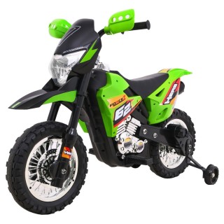 Dětské krosové motocyklové akumulátorové vozidlo Zelená pomocná kola LED zvuky