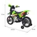 Dětské krosové motocyklové akumulátorové vozidlo Zelená pomocná kola LED zvuky