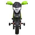 Dětské krosové motocyklové akumulátorové vozidlo Zelená pomocná kola LED zvuky
