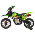 Dětské krosové motocyklové akumulátorové vozidlo Zelená pomocná kola LED zvuky