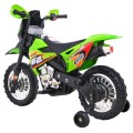 Dětské krosové motocyklové akumulátorové vozidlo Zelená pomocná kola LED zvuky