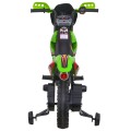 Dětské krosové motocyklové akumulátorové vozidlo Zelená pomocná kola LED zvuky