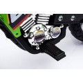 Dětské krosové motocyklové akumulátorové vozidlo Zelená pomocná kola LED zvuky