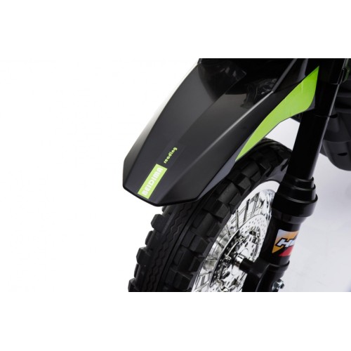 Dětské krosové motocyklové akumulátorové vozidlo Zelená pomocná kola LED zvuky