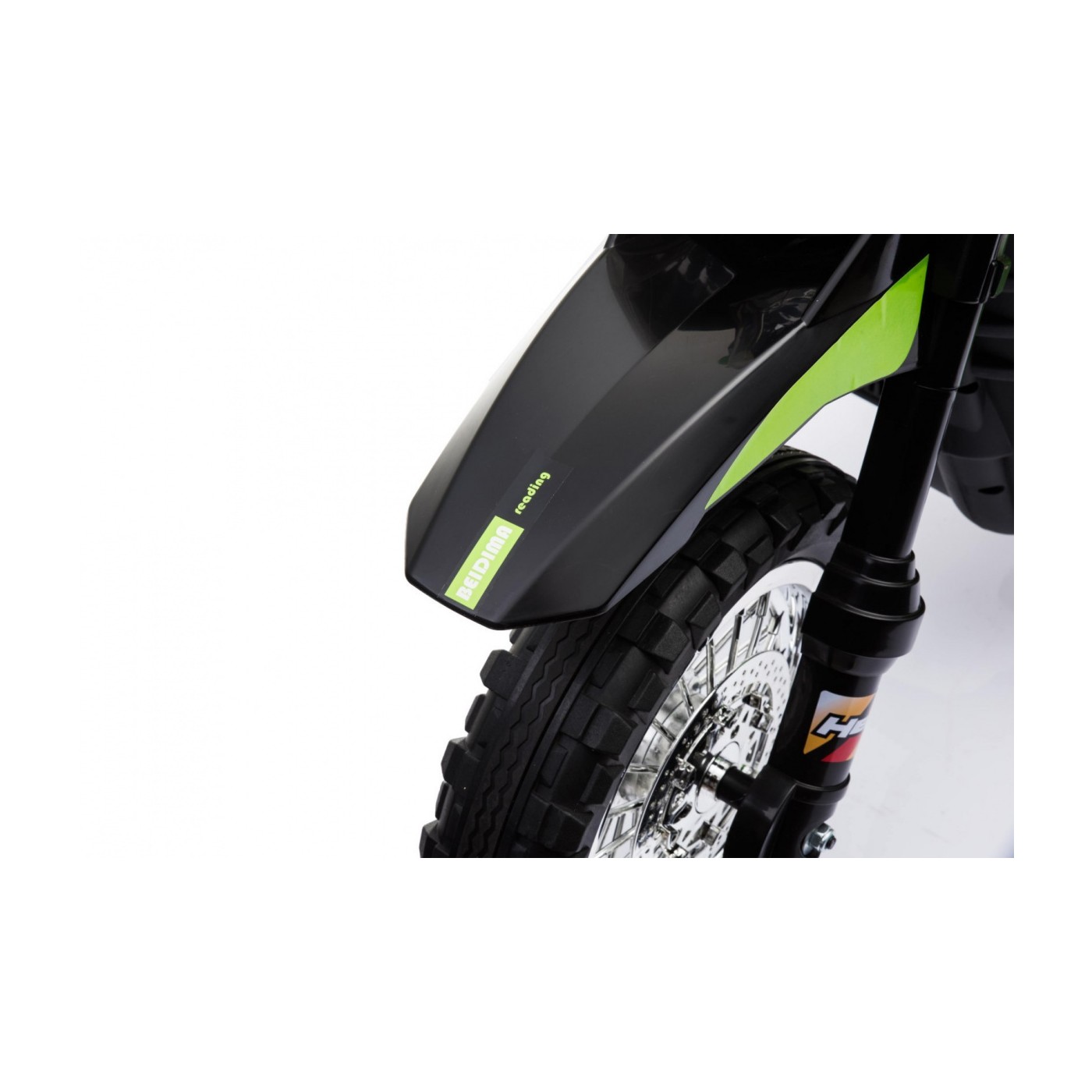 Dětské krosové motocyklové akumulátorové vozidlo Zelená pomocná kola LED zvuky