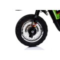 Dětské krosové motocyklové akumulátorové vozidlo Zelená pomocná kola LED zvuky