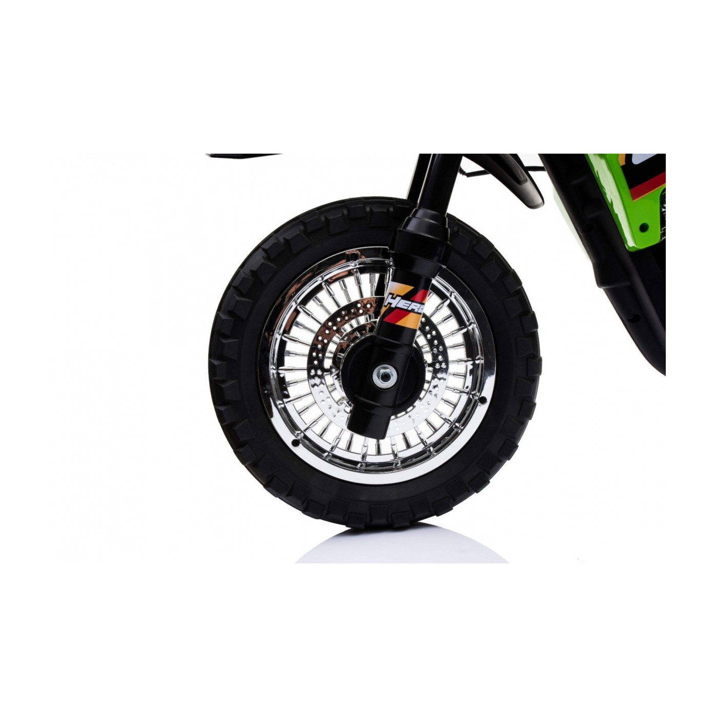 Dětské krosové motocyklové akumulátorové vozidlo Zelená pomocná kola LED zvuky