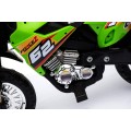 Dětské krosové motocyklové akumulátorové vozidlo Zelená pomocná kola LED zvuky