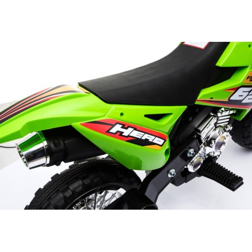 Dětské krosové motocyklové akumulátorové vozidlo Zelená pomocná kola LED zvuky