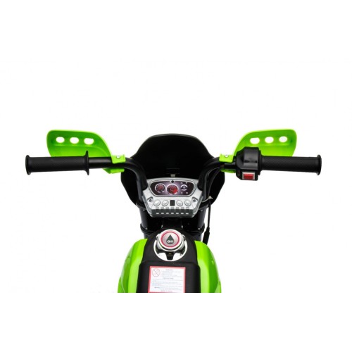 Dětské krosové motocyklové akumulátorové vozidlo Zelená pomocná kola LED zvuky