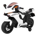 Motocykl R1 Dětské elektrické superbike bílé pomocné kolíky houkačka LED světla
