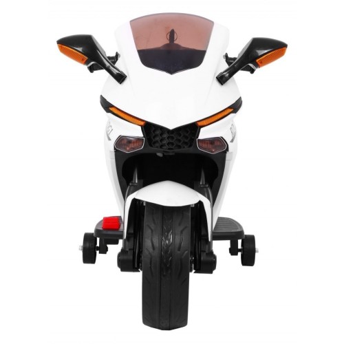 Motocykl R1 Dětské elektrické superbike bílé pomocné kolíky houkačka LED světla