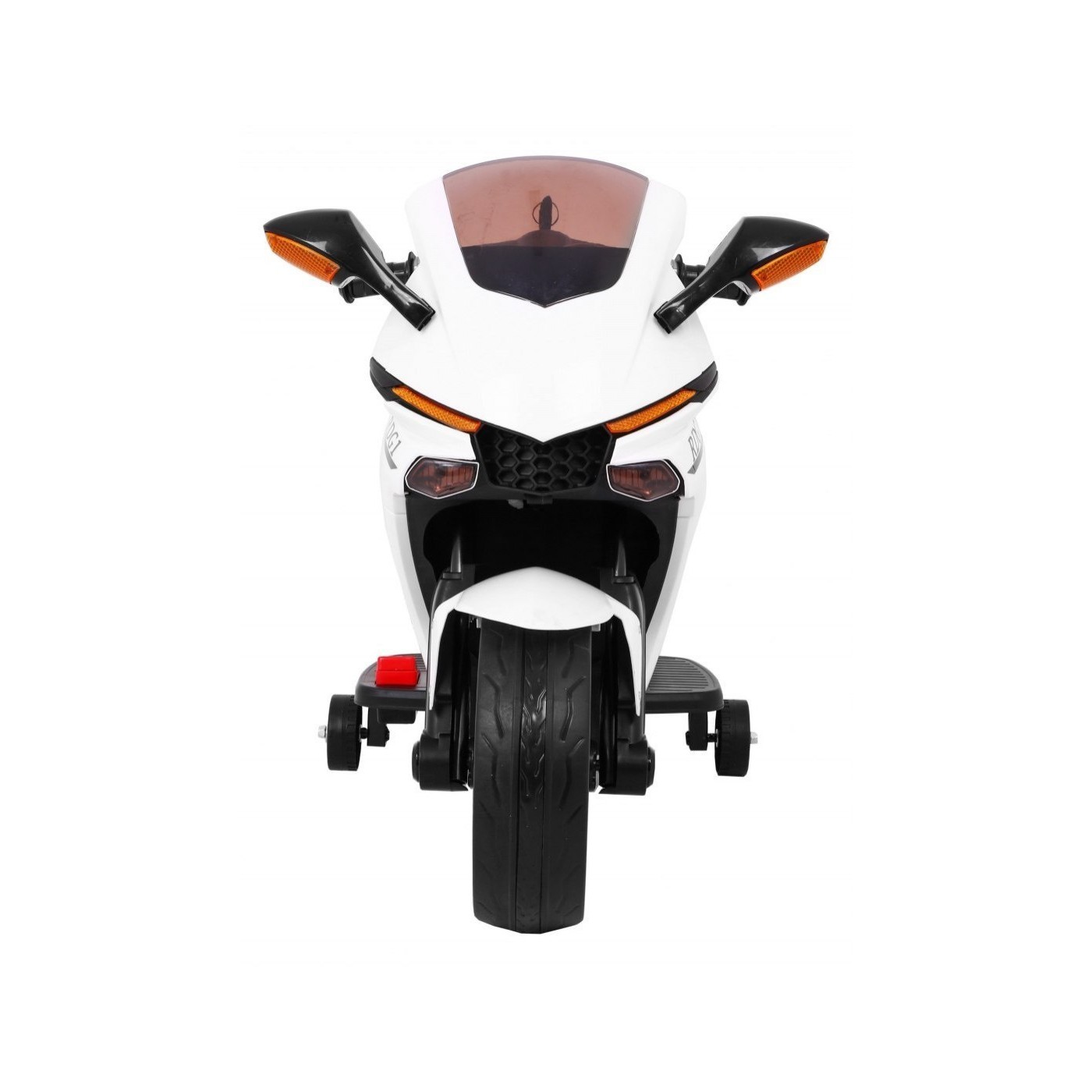 Motocykl R1 Dětské elektrické superbike bílé pomocné kolíky houkačka LED světla