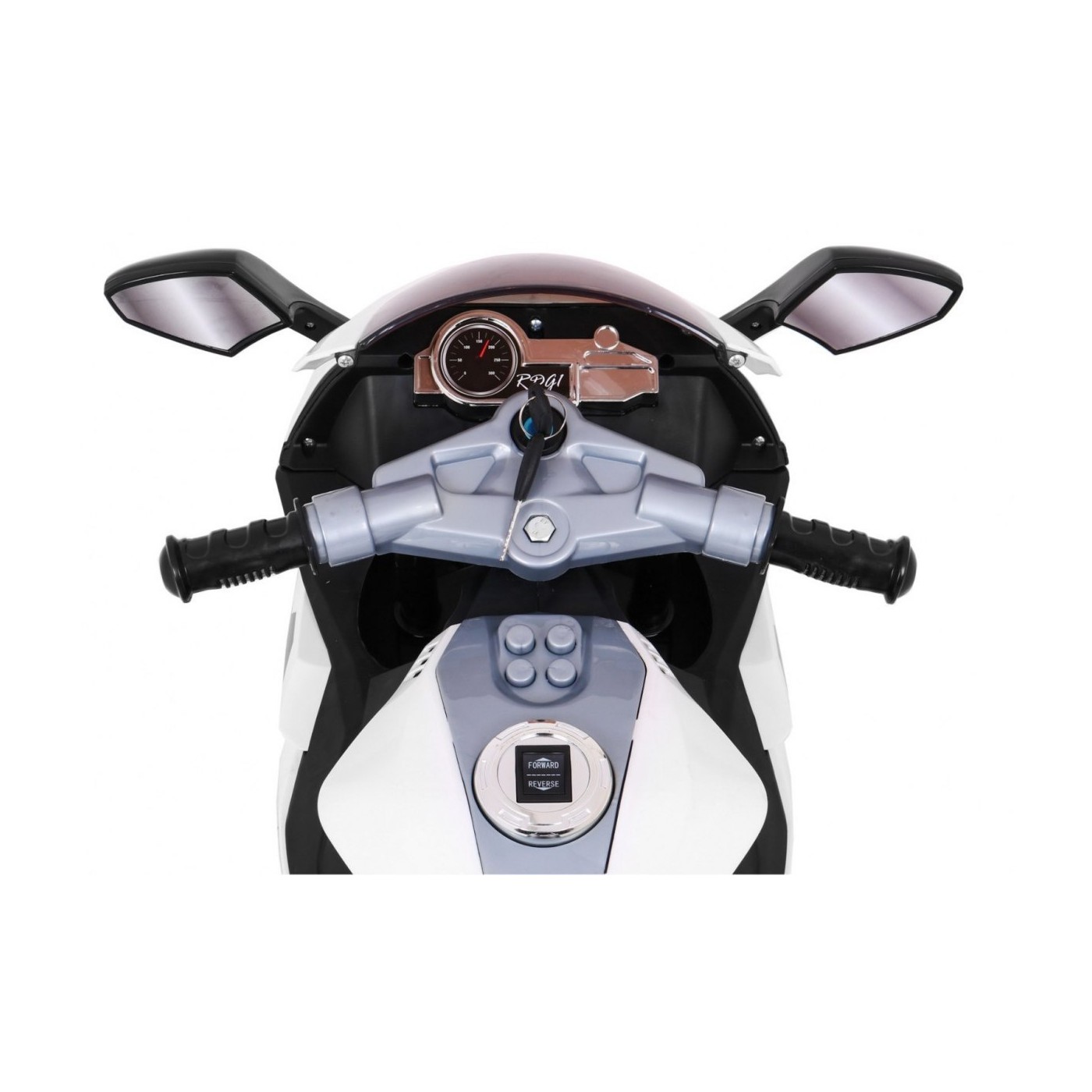 Motocykl R1 Dětské elektrické superbike bílé pomocné kolíky houkačka LED světla