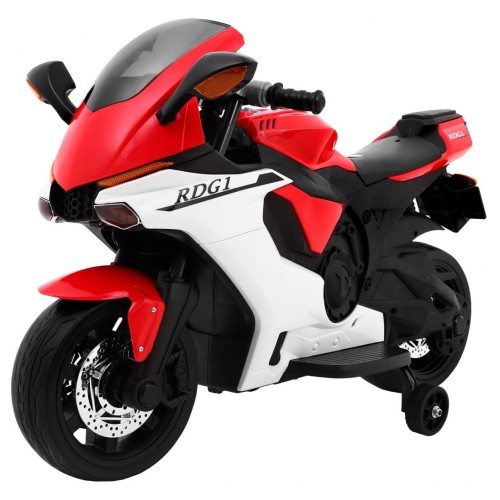 R1 Superbike Elektrické dětské motocyklové červené pomocné kolíky houkačka LED světla